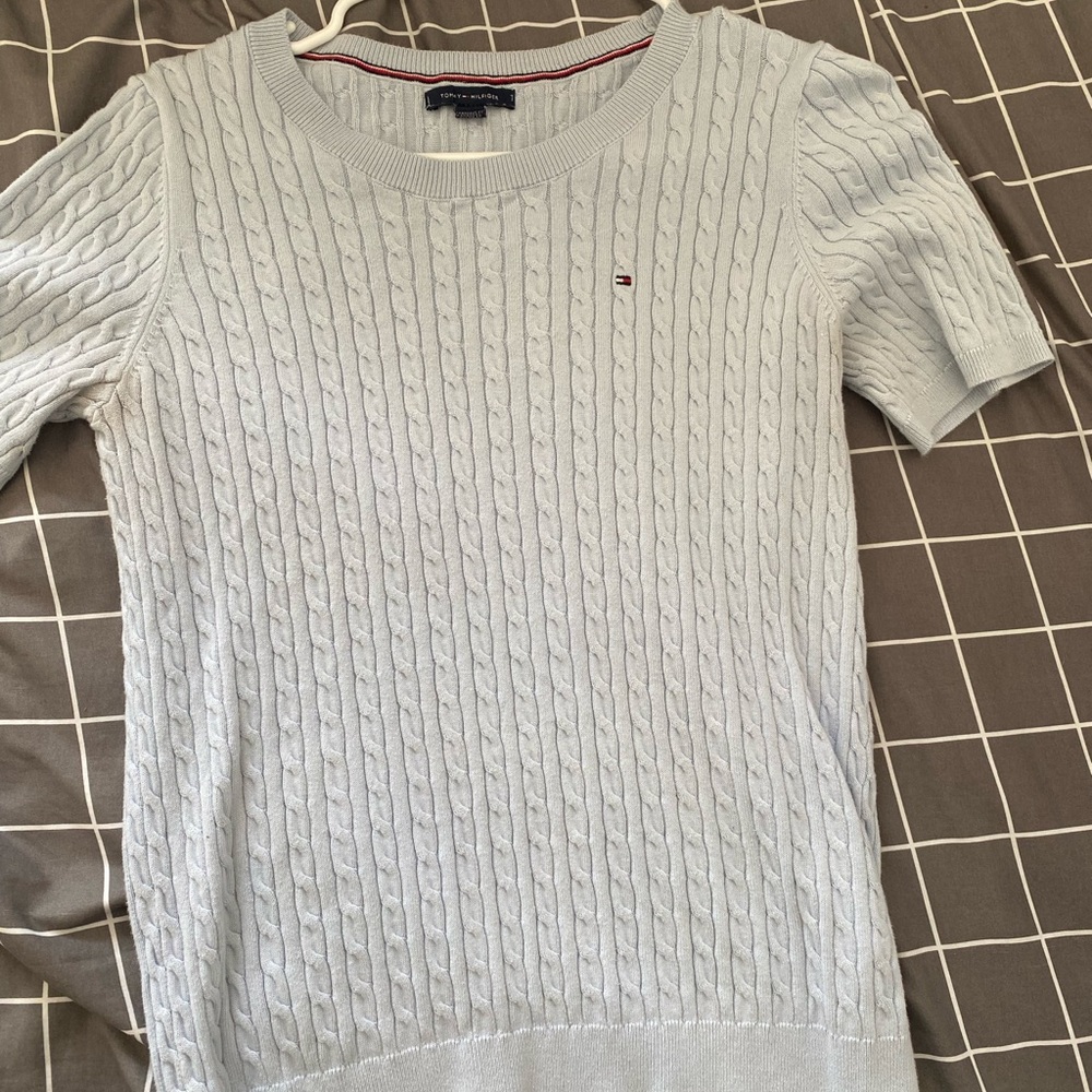 Tommy Hilfiger Gray Crew Neck Cable Knit Sweater